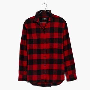 Madewell Flannel Oversized Ex-Boyfriend Shirt, Red/Black Buffalo Check Size S